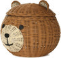 Handwoven Bear Head Wicker Shelf Organizer Decoration