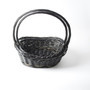 Handwoven Black Wicker Basket with Handle for Bread and Flower Storage and Decor
