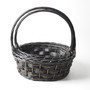 Handwoven Black Wicker Basket with Handle for Bread and Flower Storage and Decor