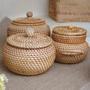 High Quality Rattan Storage Basket with Lid, Ideal for Kitchen and Home