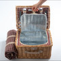 Insulated Willow Picnic Basket with Cooler Bag for 4 People