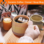 Large 16oz Ceramic Coffee Mugs for Couples with Spoons