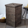 Large Dark Brown Rattan Wicker Basket With Lid for Home Decor