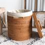 Large Rattan Wicker Storage Baskets with Lid for Bathroom