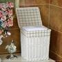 Large White Wicker Laundry Basket for Home Storage