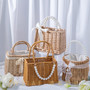 Luxury Small Round Rattan Basket with Fishtail Yarn for Women