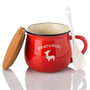 Microwave Safe Ceramic Soup Mug with Lid and Spoon