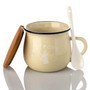 Microwave Safe Ceramic Soup Mug with Lid and Spoon