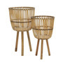 Natural Bamboo Wood Planter Stand for Plants and Flowers