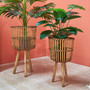 Natural Bamboo Wood Planter Stand for Plants and Flowers