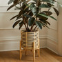 Rattan Plant Stand with Wicker Basket for Home Decor