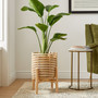 Rattan Plant Stand with Wicker Basket for Home Decor