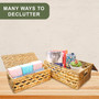 Rectangular Water Hyacinth Baskets with Lids - Multi-Use Rattan Decor