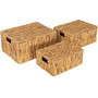 Rectangular Wicker Basket Set with Handles - 3 Sizes