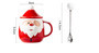 Red Ceramic Coffee Mug with Lid – Cute Santa Claus Christmas Cup