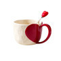 Red Ceramic Coffee Mugs - Luxury Embossed Heart Latte Mug 12oz