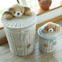 Round Woven Wicker Laundry Hamper Basket