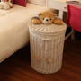 Round Woven Wicker Laundry Hamper Basket