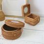 Rustic Mini Rattan Basket with Lid for Storage and Decor