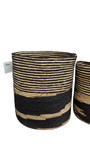 Set of 3 Decorative Seagrass and Corn Husk Woven Baskets