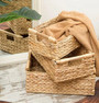 Set of 3 Water Hyacinth Storage Baskets for Organizing