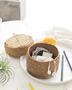 Small Round Seagrass Basket with Hinged Lid for Gifts