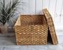 Sturdy Water Hyacinth Wicker Storage Basket with Lid