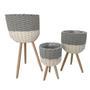 Stylish Cotton Rope Planter Basket with Wood Legs