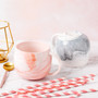 Stylish Pink, Grey Marble Ceramic Mug with Handle | Tea & Coffee Cup