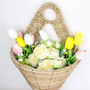 Sunflower Lavender Daisy Hanging Wicker Basket