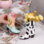 Unique Ceramic Cowboy Boot Flower Vase for Decor