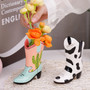 Unique Ceramic Cowboy Boot Flower Vase for Decor