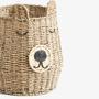 Vintage Style Seagrass Bear Storage Basket for Home