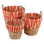 Water Hyacinth Decorative Storage Baskets Set with Handles