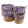 Water Hyacinth Decorative Storage Baskets Set with Handles