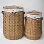 Wicker Laundry Baskets with Lid for Clothes Storage - Water Hyacinth Rattan