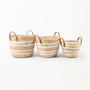 Wooden Seagrass Woven Baskets for Home Decoration