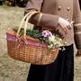 Wooden Split Lid Picnic Basket with Woven Handle