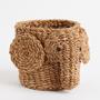 Woven Seagrass Elephant Storage Basket for Kids' Room