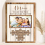 Mother's Day canvas wall art with puzzle piece design, custom names of children for Mom, from son or daughter