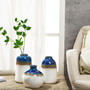 3-Piece European Style Blue and White Decorative Ceramic Vases