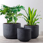 Black Ceramic Plant Pot - Versatile Fiber Clay for Home and Garden