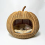 Comfortable Rattan Dog and Cat Bed | Cozy Pet Shelter with Wicker Pumpkin Basket Decor