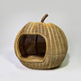 Comfortable Rattan Dog and Cat Bed | Cozy Pet Shelter with Wicker Pumpkin Basket Decor