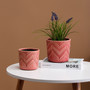 Decorative Red Ceramic Plant Pot with Crack Design