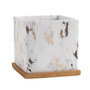 Gold and White Square Ceramic Plant Pot with Marble Effect