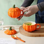 Halloween Pumpkin Mug for Coffee & Tea | Festive Ceramic Cup with Lid – Perfect for Fall & Spooky Season