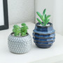 Mini Ceramic Plant Pots With Vintage Geometric Glazed