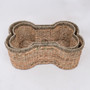 Natural Woven Dog Bone Wicker Baskets for Pet Supplies