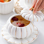 Pumpkin Ceramic Soup Mugs with Lids For Kitchen, Daily Use